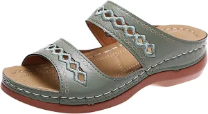 Walking Sandals Women Comfort Arch Support Original Orthotic Flip Flops Dressy Summer Orthopedic Sandals Slide (Color : Green, Size : 8.5)