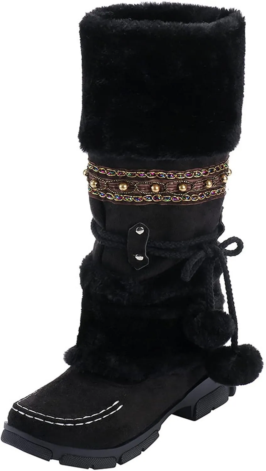 Waterproof Snow Boots for Women Womens Size 8.5 Snow Boot Winter Boots Waterproof Snow Fur Boots Heels for Women Winter Botas De Frio Para Mujer Elegantes Largas