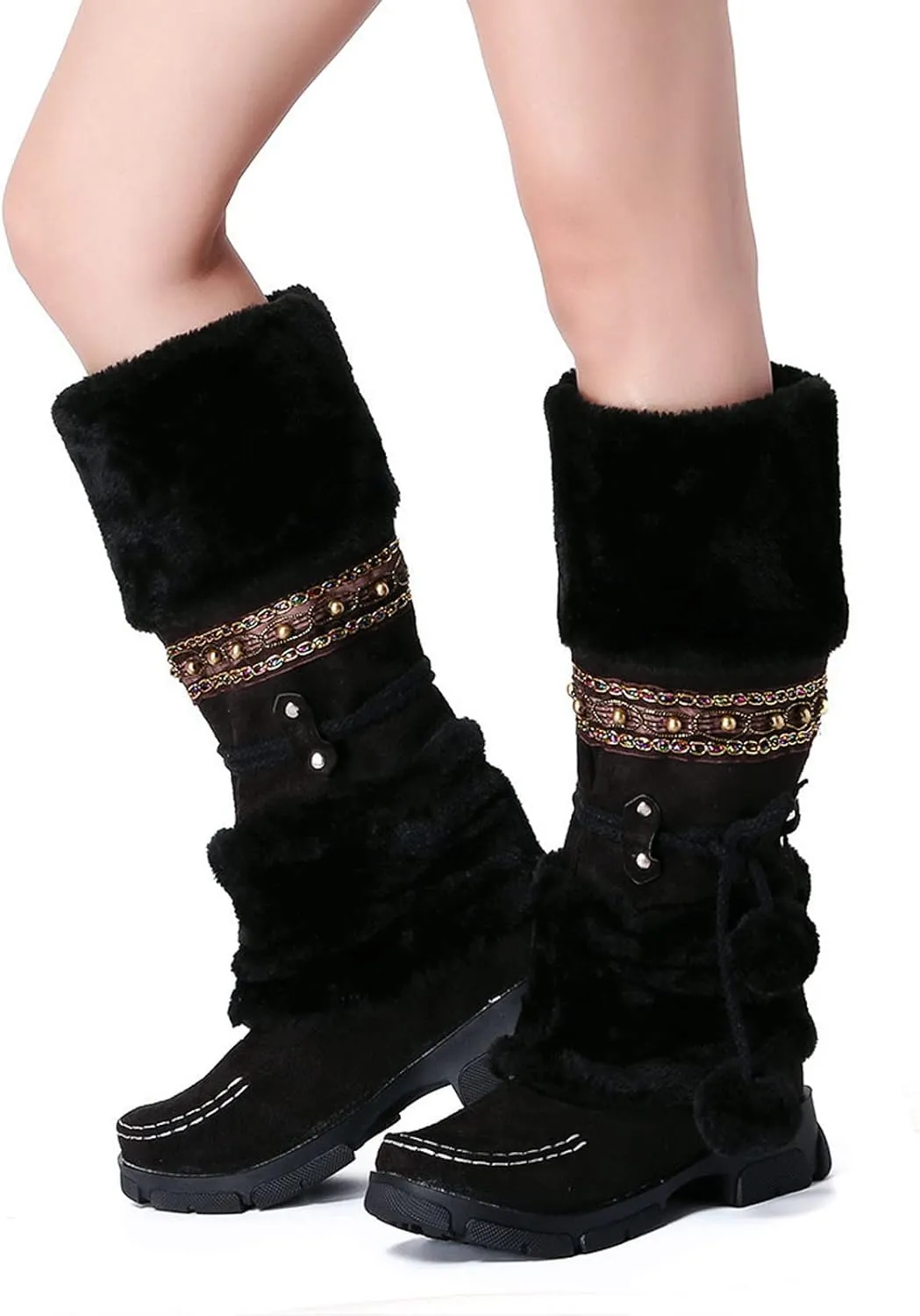 Waterproof Snow Boots for Women Womens Size 8.5 Snow Boot Winter Boots Waterproof Snow Fur Boots Heels for Women Winter Botas De Frio Para Mujer Elegantes Largas