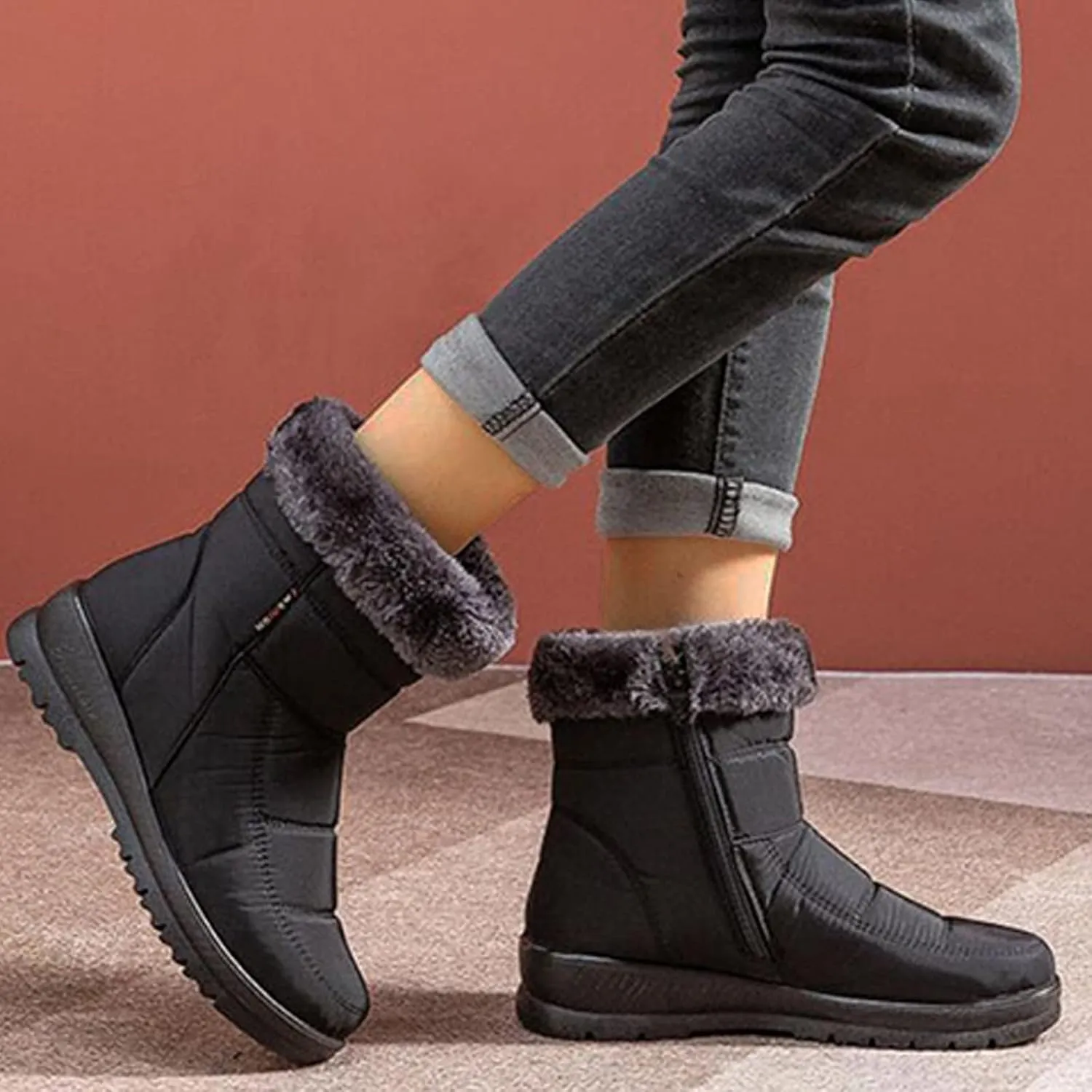 Waterproof Winter Boots Women Wide Width Winter Snow Boots for Women Size 12 Fur Lined Mid Calf Winter Boots Women Womens Rubber Boots Waterproof Size 11 Botas Termicas Para Mujer Con Casquillo