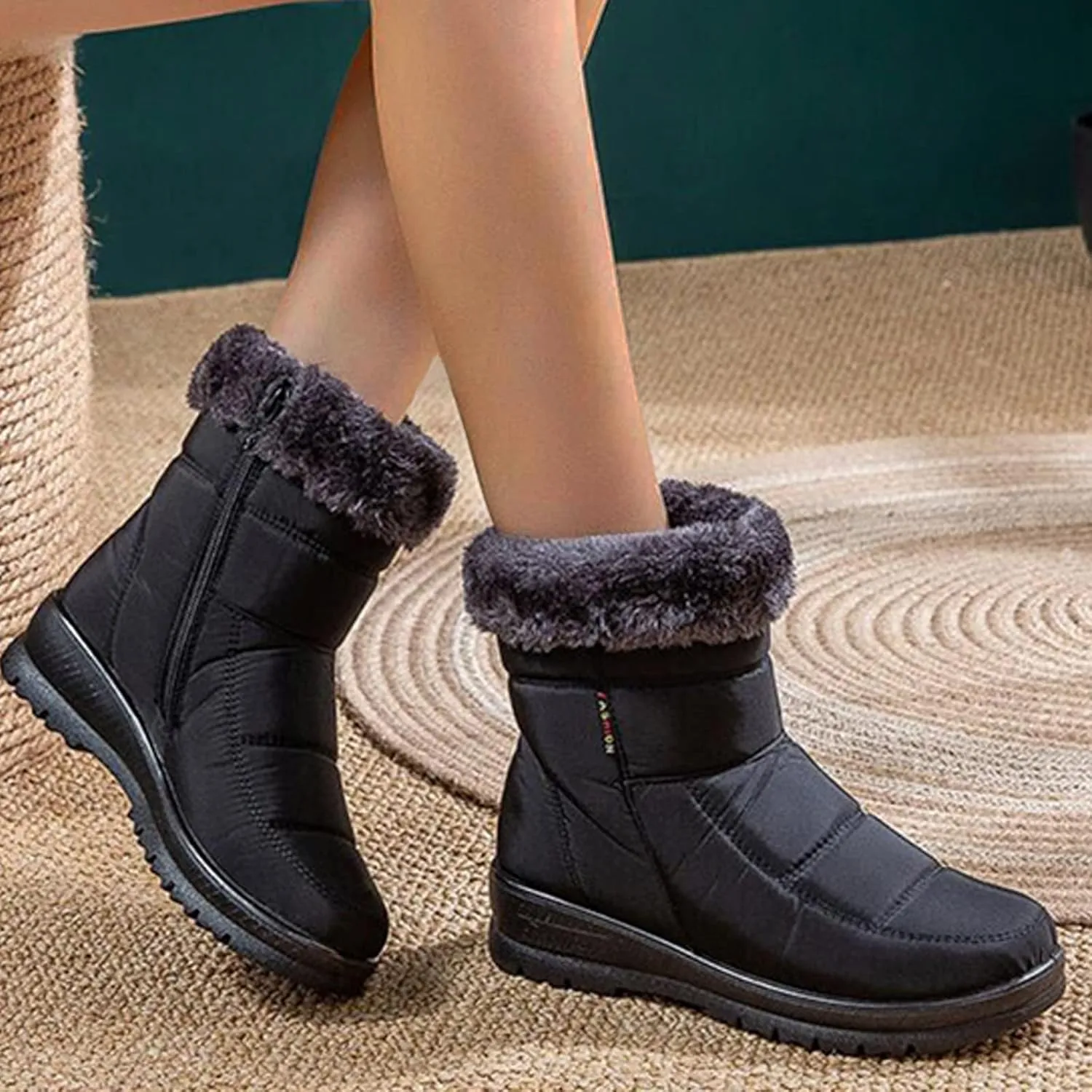 Waterproof Winter Boots Women Wide Width Winter Snow Boots for Women Size 12 Fur Lined Mid Calf Winter Boots Women Womens Rubber Boots Waterproof Size 11 Botas Termicas Para Mujer Con Casquillo