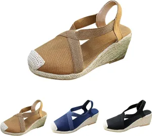 Wedge Platform Espadrille Ballet Flats For Women 2025 Ladies Fashion Casual Closed Toe Cross Ankle Strap Slingback Chunky High Heels Dress Sandals,Wedge Slip On Loafers Autumn Summer Walking Shoes,