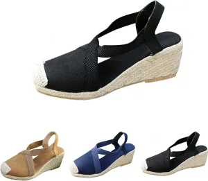 Wedge Platform Espadrille Ballet Flats For Women 2025 Ladies Fashion Casual Closed Toe Cross Ankle Strap Slingback Chunky High Heels Dress Sandals,Wedge Slip On Loafers Autumn Summer Walking Shoes,