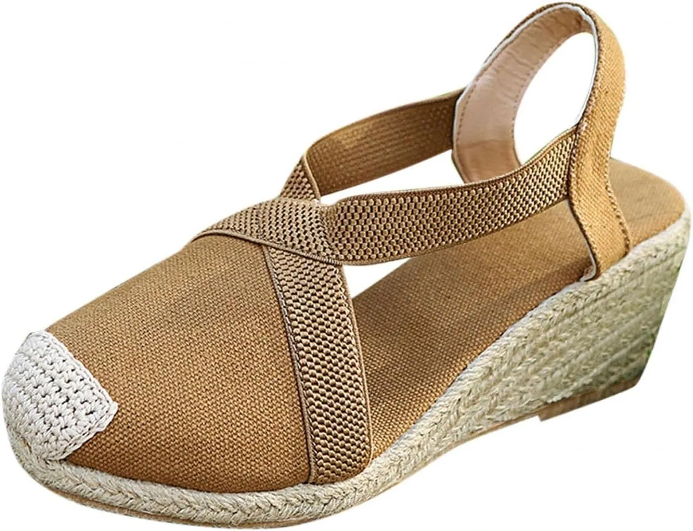 Wedge Platform Espadrille Ballet Flats For Women 2025 Ladies Fashion Casual Closed Toe Cross Ankle Strap Slingback Chunky High Heels Dress Sandals,Wedge Slip On Loafers Autumn Summer Walking Shoes,