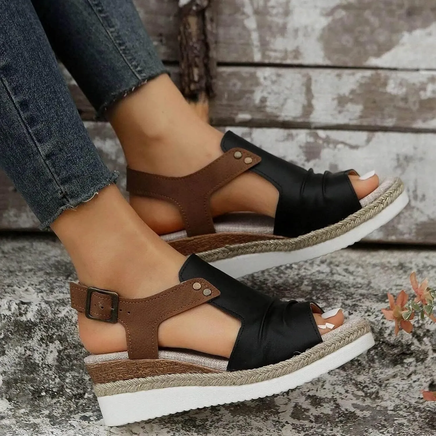 Wedge Sandals for Women 2025 Dressy Summer,Casual Comfortable Platform Wedgesn,Womens Espadrilles Open Toe Sandals Dressy Ankle Strap Slip On Orthopedic Shoes