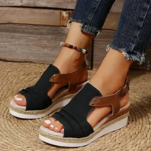 Wedge Sandals for Women 2025 Dressy Summer,Casual Comfortable Platform Wedgesn,Womens Espadrilles Open Toe Sandals Dressy Ankle Strap Slip On Orthopedic Shoes