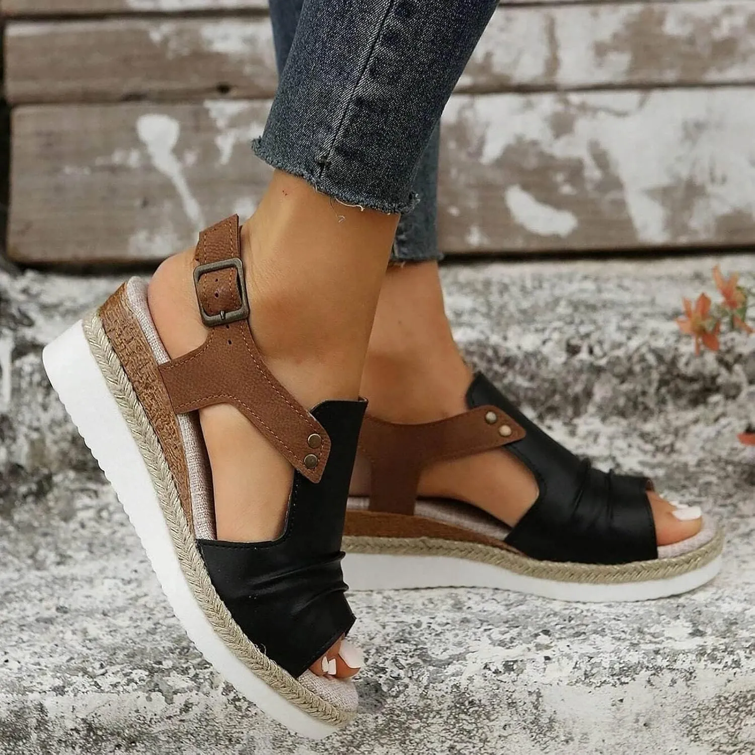 Wedge Sandals for Women 2025 Dressy Summer,Casual Comfortable Platform Wedgesn,Womens Espadrilles Open Toe Sandals Dressy Ankle Strap Slip On Orthopedic Shoes