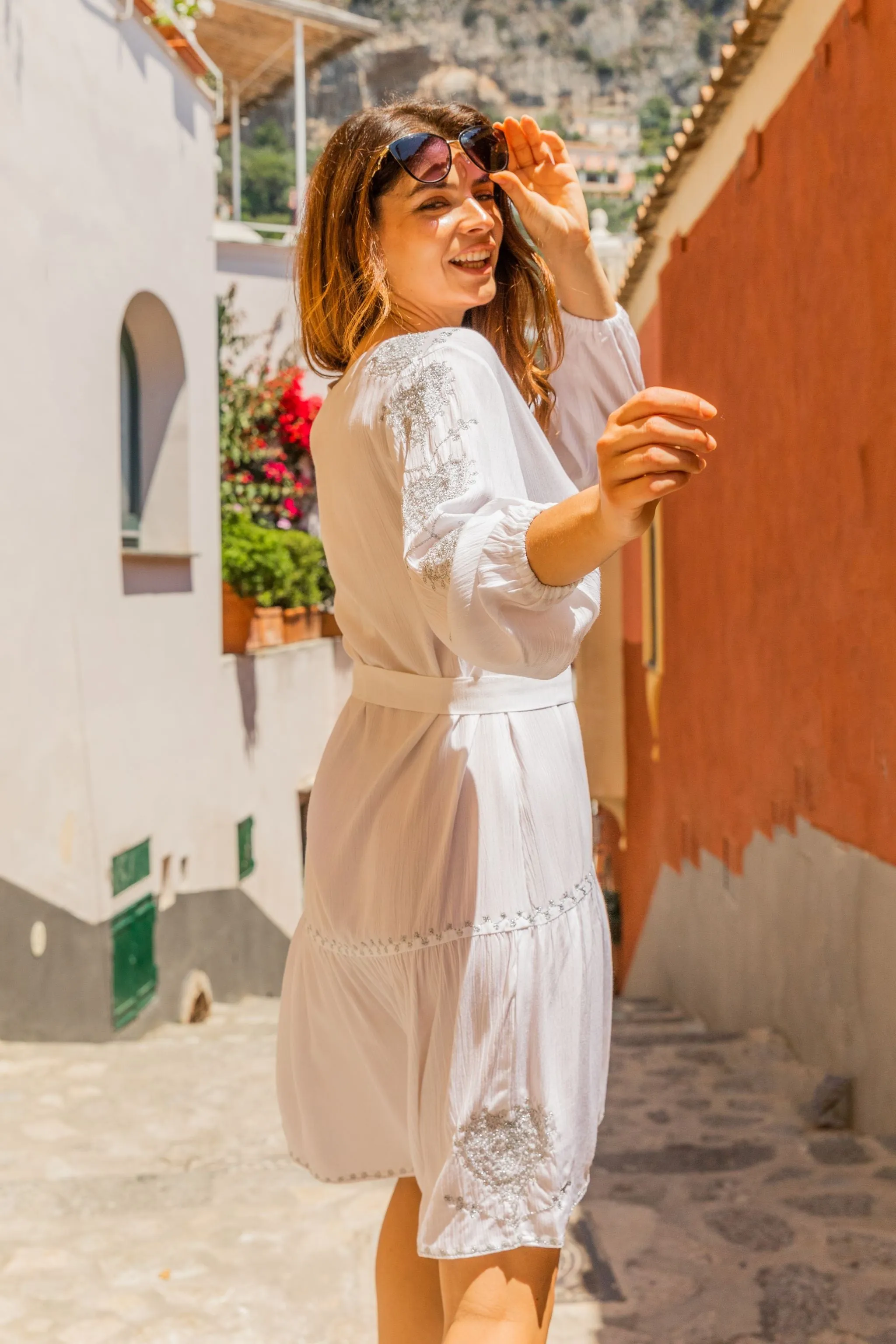 White Silver Beach Dress