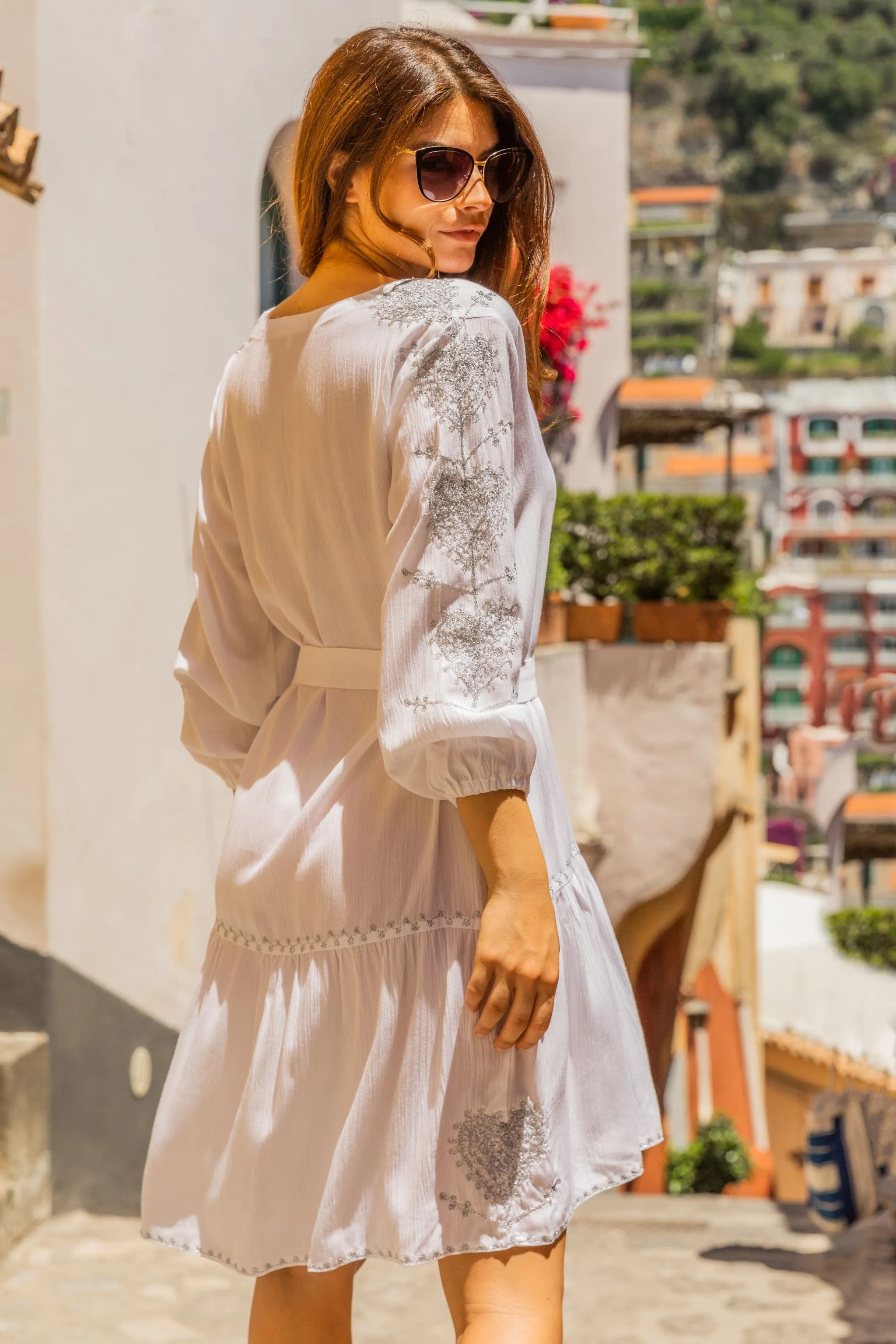White Silver Beach Dress