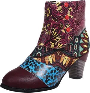 Wide Women's Ankle Boots Thick Heel Low Heeled Booties for Women Womens Booties Wide Width Foot Leather Ankle Boots for Women Size 12 Brown Leather Booties for Women High Heel Red Heel Booties Women Ankle Boots