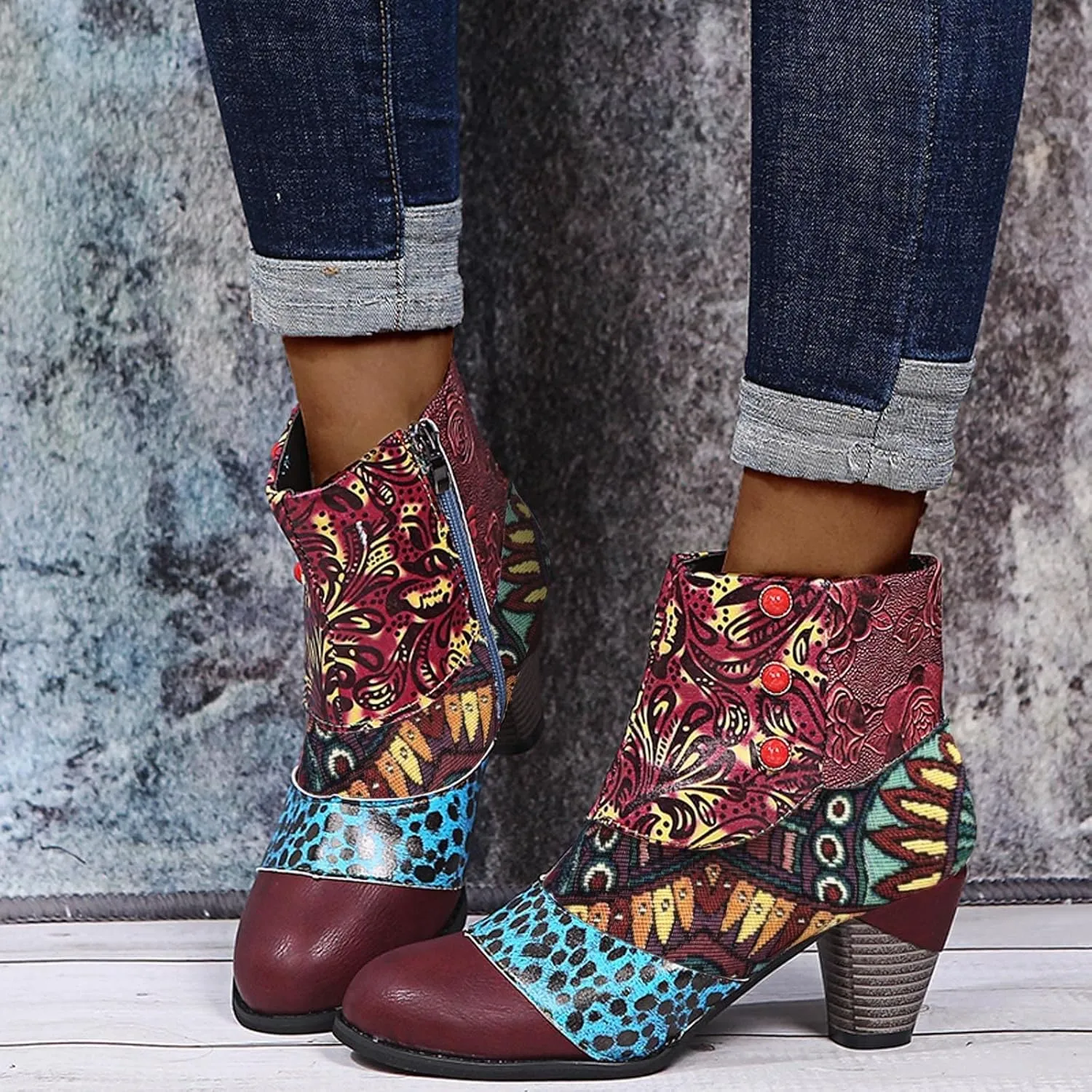 Wide Women's Ankle Boots Thick Heel Low Heeled Booties for Women Womens Booties Wide Width Foot Leather Ankle Boots for Women Size 12 Brown Leather Booties for Women High Heel Red Heel Booties Women Ankle Boots
