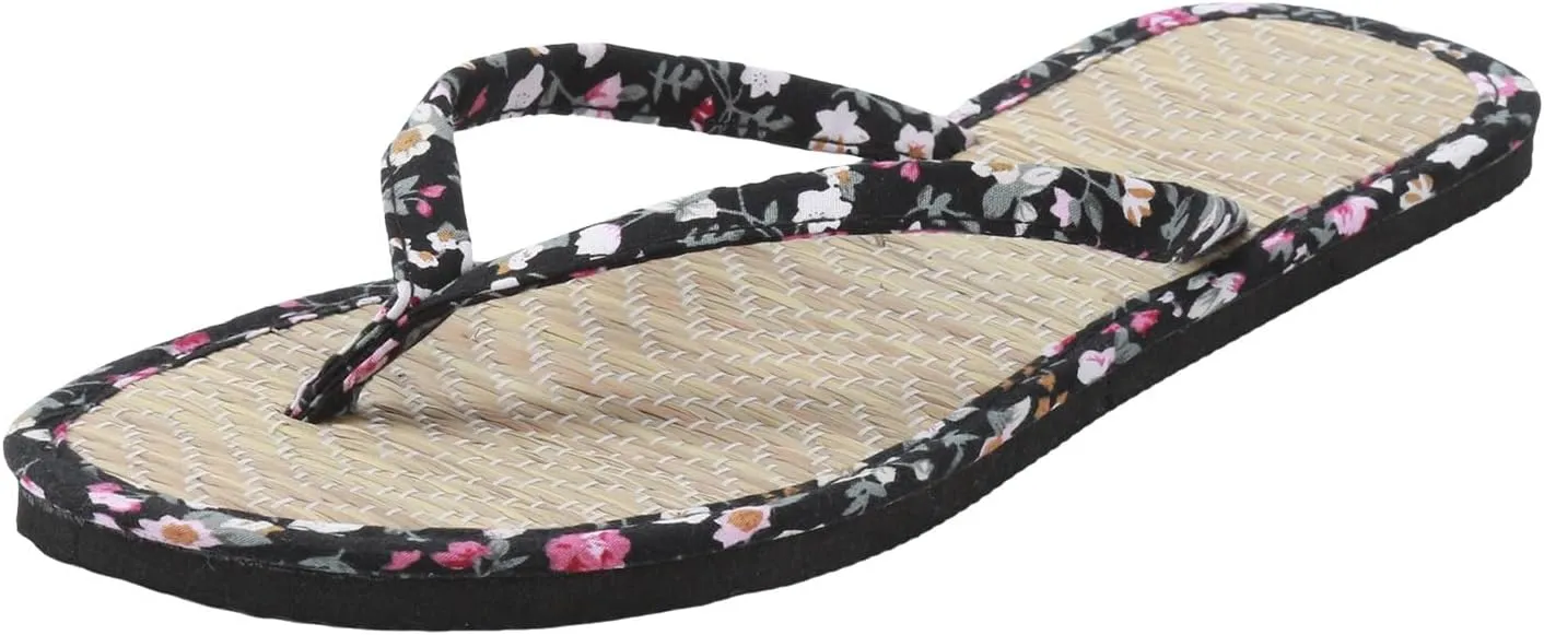 Women Shoes Flat Thongs Straw Mat Slippers Casual Home Fashion Woven Sandals Shoes Women Huarache Slippers for Beach