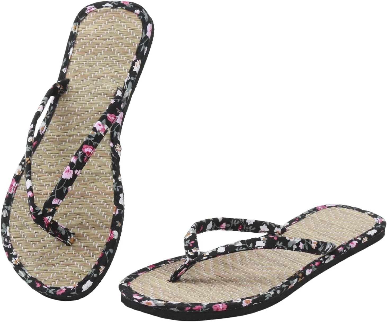 Women Shoes Flat Thongs Straw Mat Slippers Casual Home Fashion Woven Sandals Shoes Women Huarache Slippers for Beach