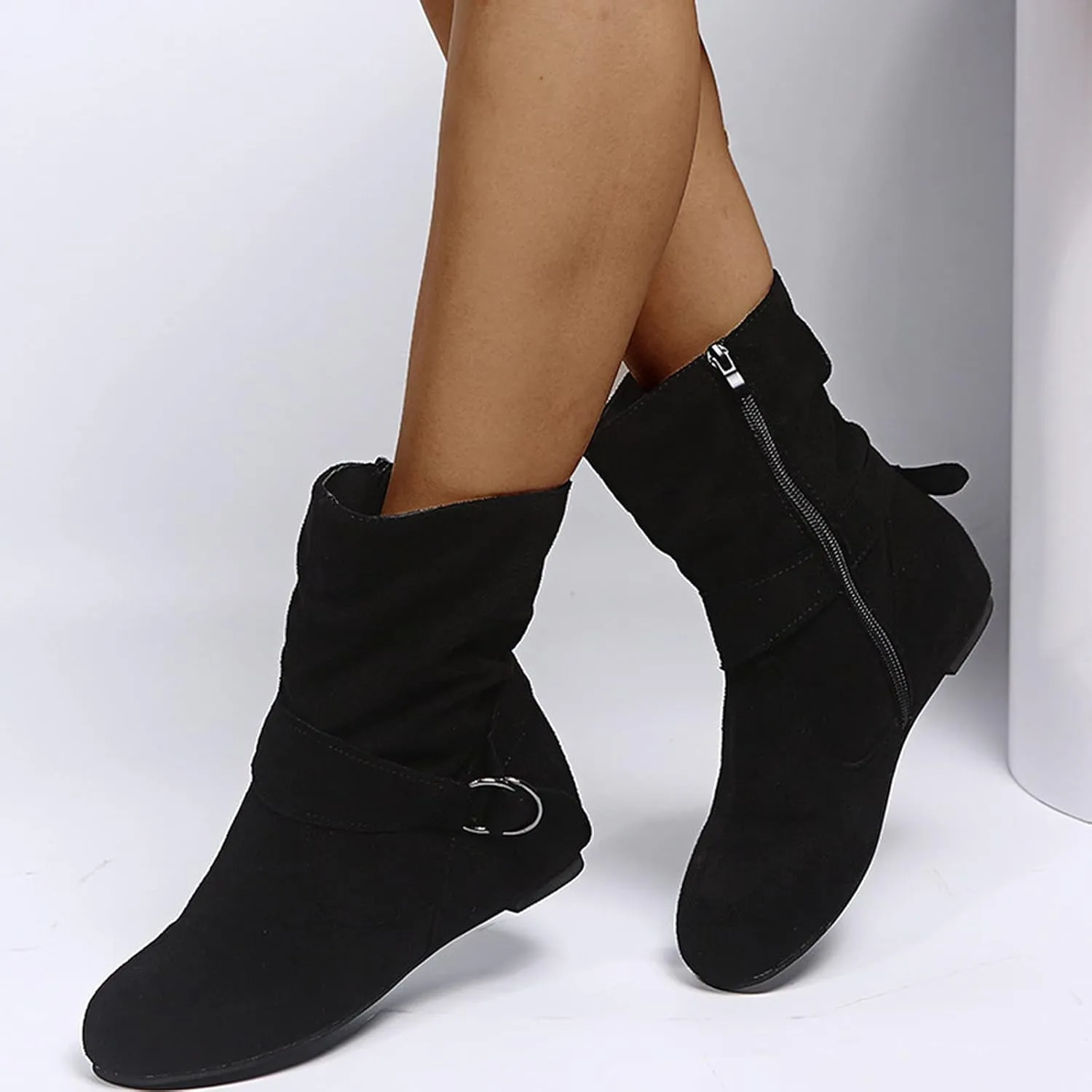 Womens Ankle Booties Botas Negras Block Heel Boots White Boots Low Heel Ankle Boots for Women Low Heel Wide Width Flat Light Gray Booties Women Ankle Boots