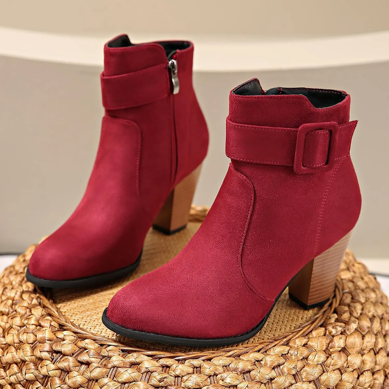 Womens Ankle Boots Bootie Heels for Women High Heel Boots for Women Womens Dressy Dress Ankle Boots Wide Width for Women Low Heel Lace Up Brown Ankle Boots for Women Low Heel Buckle