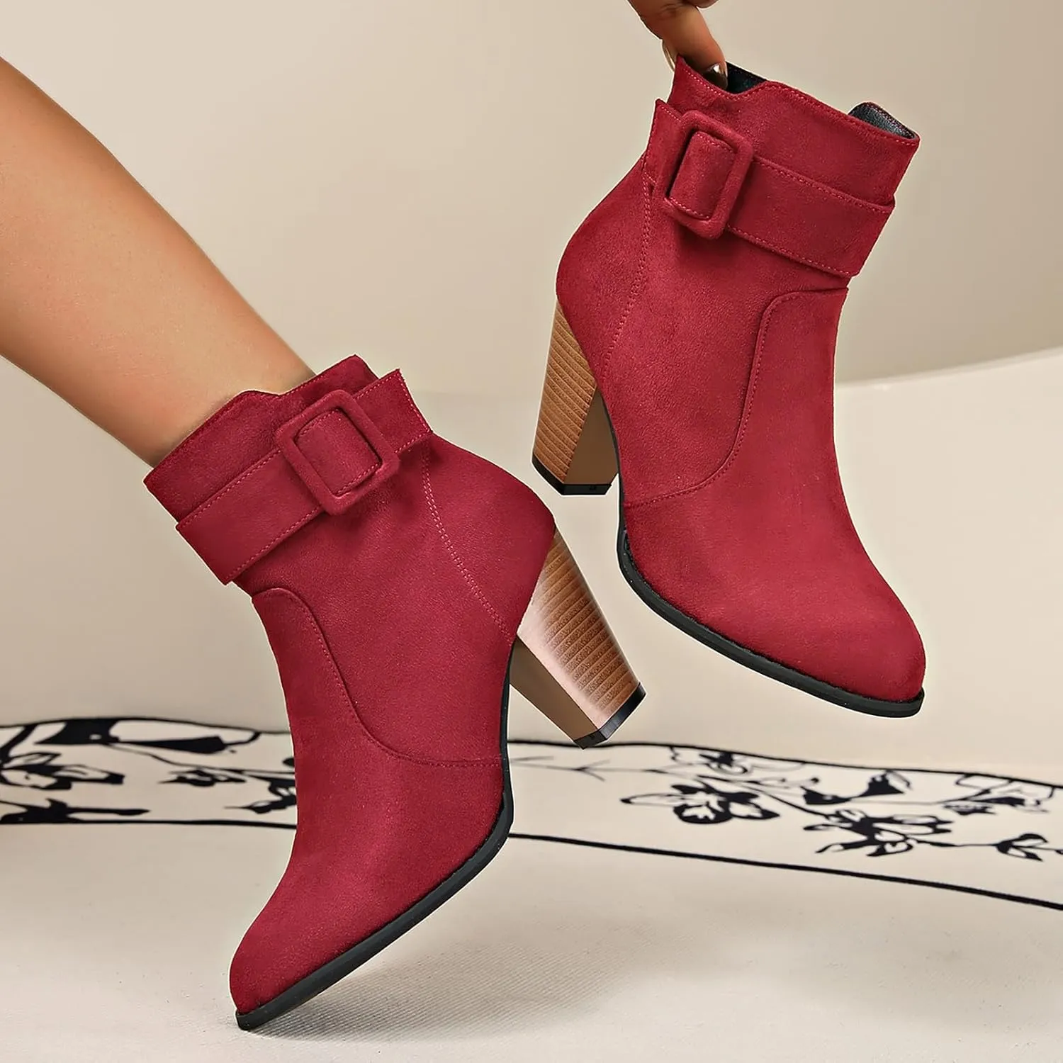 Womens Ankle Boots Bootie Heels for Women High Heel Boots for Women Womens Dressy Dress Ankle Boots Wide Width for Women Low Heel Lace Up Brown Ankle Boots for Women Low Heel Buckle