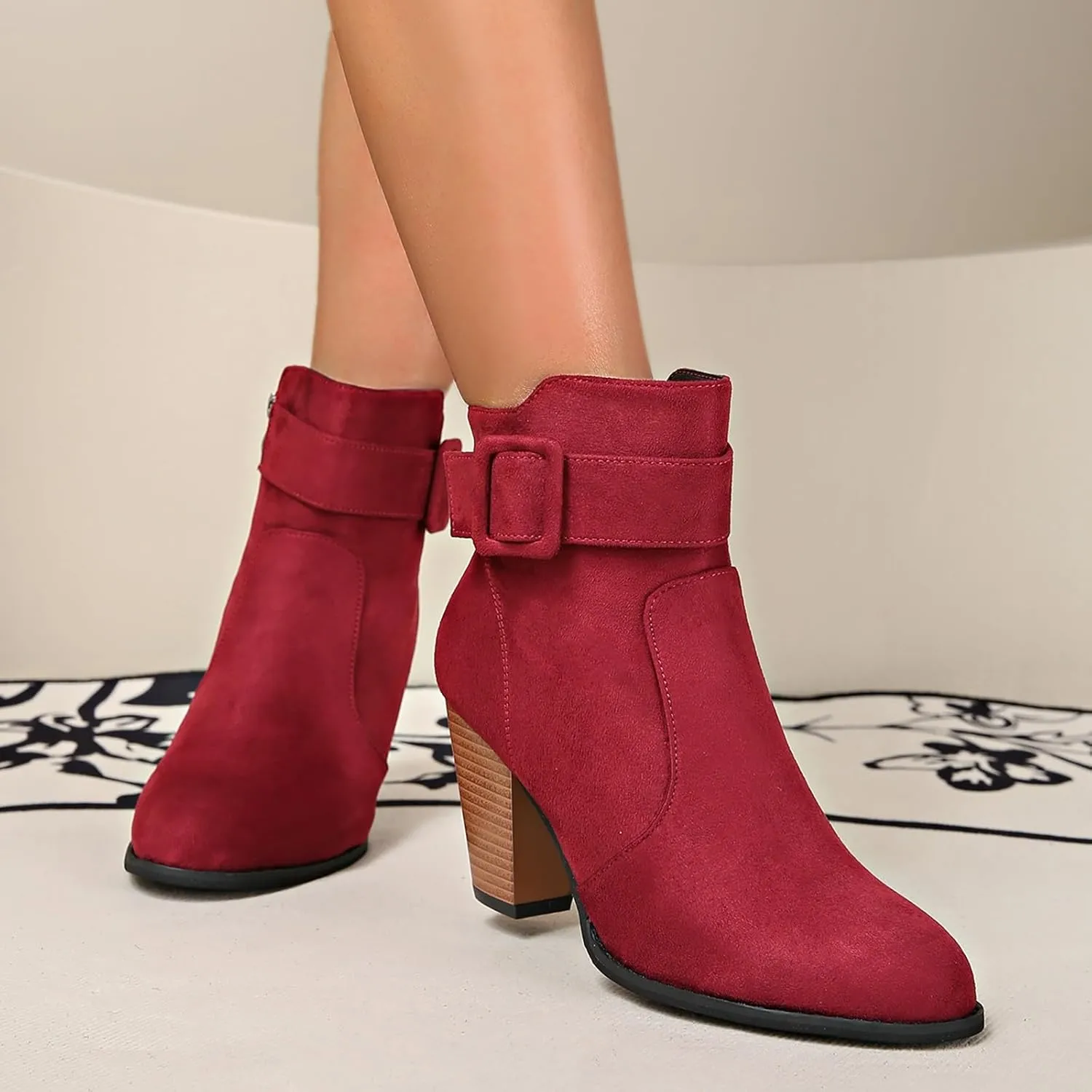 Womens Ankle Boots Bootie Heels for Women High Heel Boots for Women Womens Dressy Dress Ankle Boots Wide Width for Women Low Heel Lace Up Brown Ankle Boots for Women Low Heel Buckle