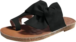 Womens Beach Slides Bow-Knot Comfy Flat Sandals Vacation Slippers Ladies Slip On Slide Shoes