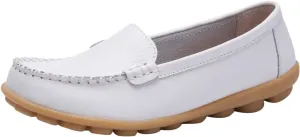 Women's Comfortable Loafers Soft Leather Slip on Casual Outdoor Sandals Round Toe Driving Flat Work Walking Shoes for Women Dressy Low Heels Orthopedic Sandals 