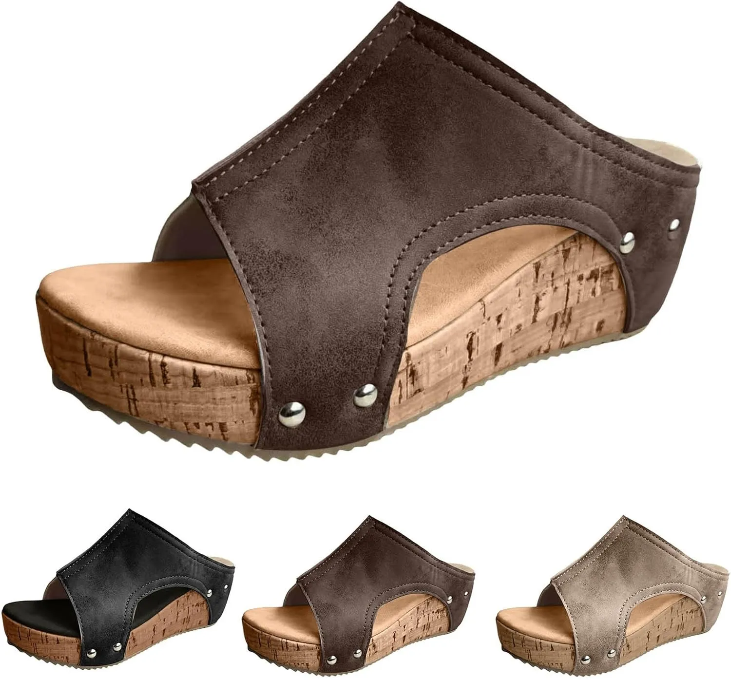 Womens Comfy Wedge Orthopedic Sandals for Women Dressy Summer Platform Cork Women's Wedges Sandal Ankle Strap Ladies Comfortable Strappy Casual Shoes for Daily Wear