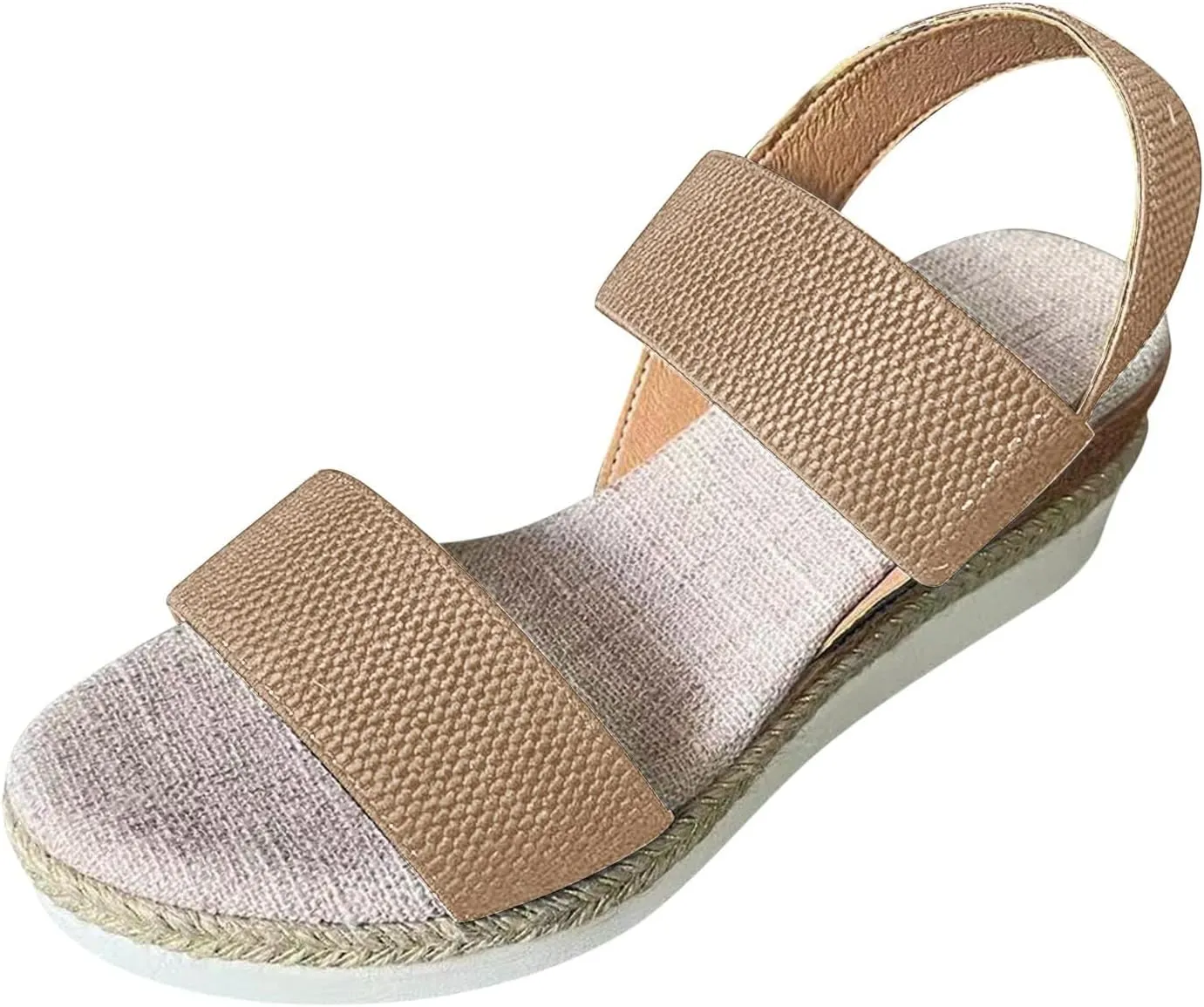 Womens Espadrille Wedge Sandals EVA Sole Platform Sandal Open Toe Ankle Strap Buckle Elastic Summer Comfort Slides Anti-Slip Espadrilles Leather Cork Rubber 2025 Lightweight Flat Shoes