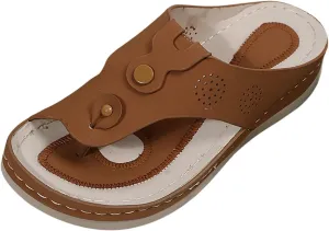 Women's Flip Flops Orthopedic Sandals Fashion Color Matching Clip-Toe Slippers with Arch Support Comfy Beach Slides
