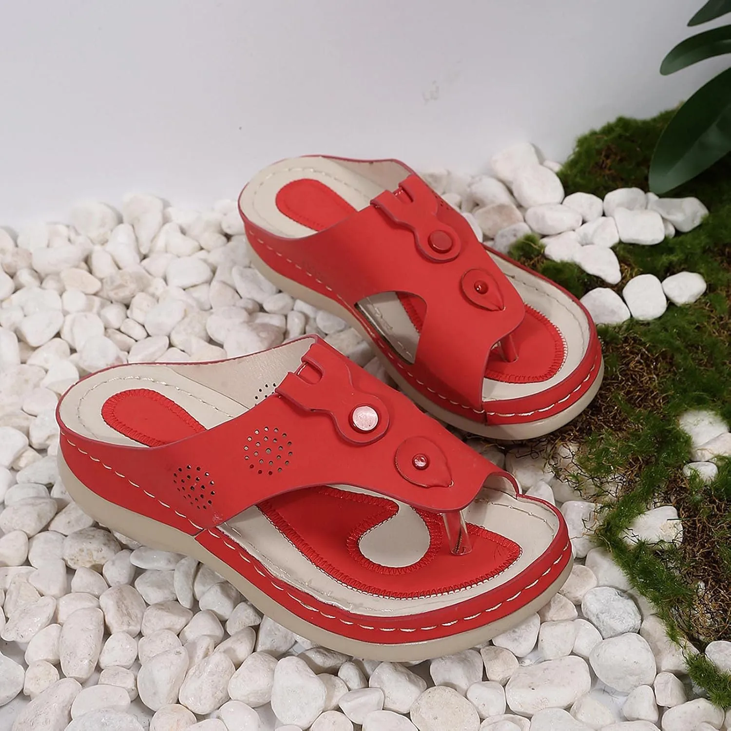 Women's Flip Flops Orthopedic Sandals Fashion Color Matching Clip-Toe Slippers with Arch Support Comfy Beach Slides