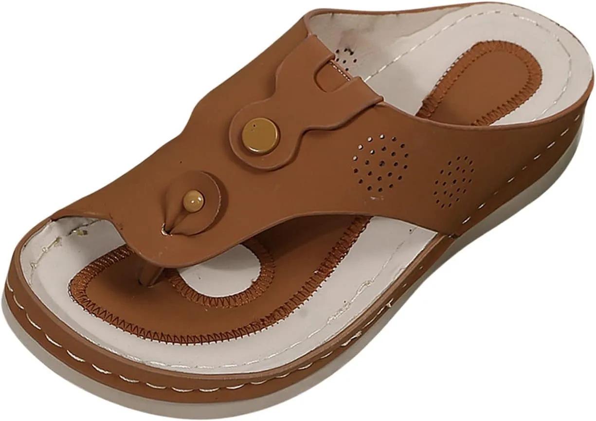Women's Flip Flops Orthopedic Sandals Fashion Color Matching Clip-Toe Slippers with Arch Support Comfy Beach Slides
