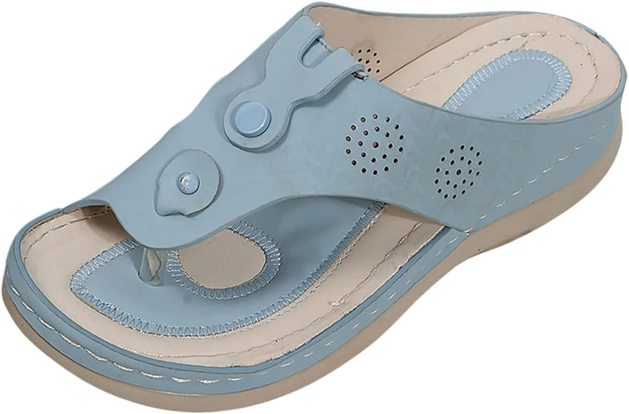 Women's Flip Flops Orthopedic Sandals Fashion Color Matching Clip-Toe Slippers with Arch Support Comfy Beach Slides