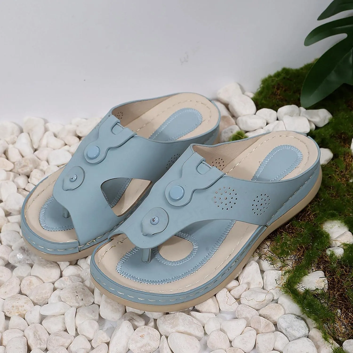 Women's Flip Flops Orthopedic Sandals Fashion Color Matching Clip-Toe Slippers with Arch Support Comfy Beach Slides