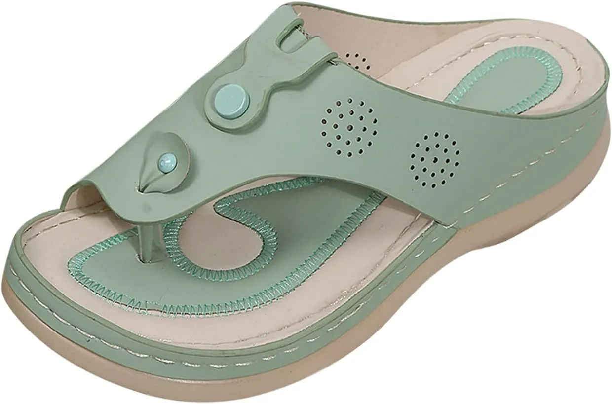 Women's Flip Flops Orthopedic Sandals Fashion Color Matching Clip-Toe Slippers with Arch Support Comfy Beach Slides