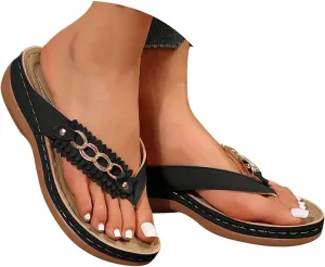 Women's Orthopedic Arch Support Sandals Comfortable Thong T-Strap Orthotic Casual Flat Cushion Flip Flops Recovery Walking for Women Slippers Plantar Fasciitis Bunion Wedge Slide Womens Beach Shoes