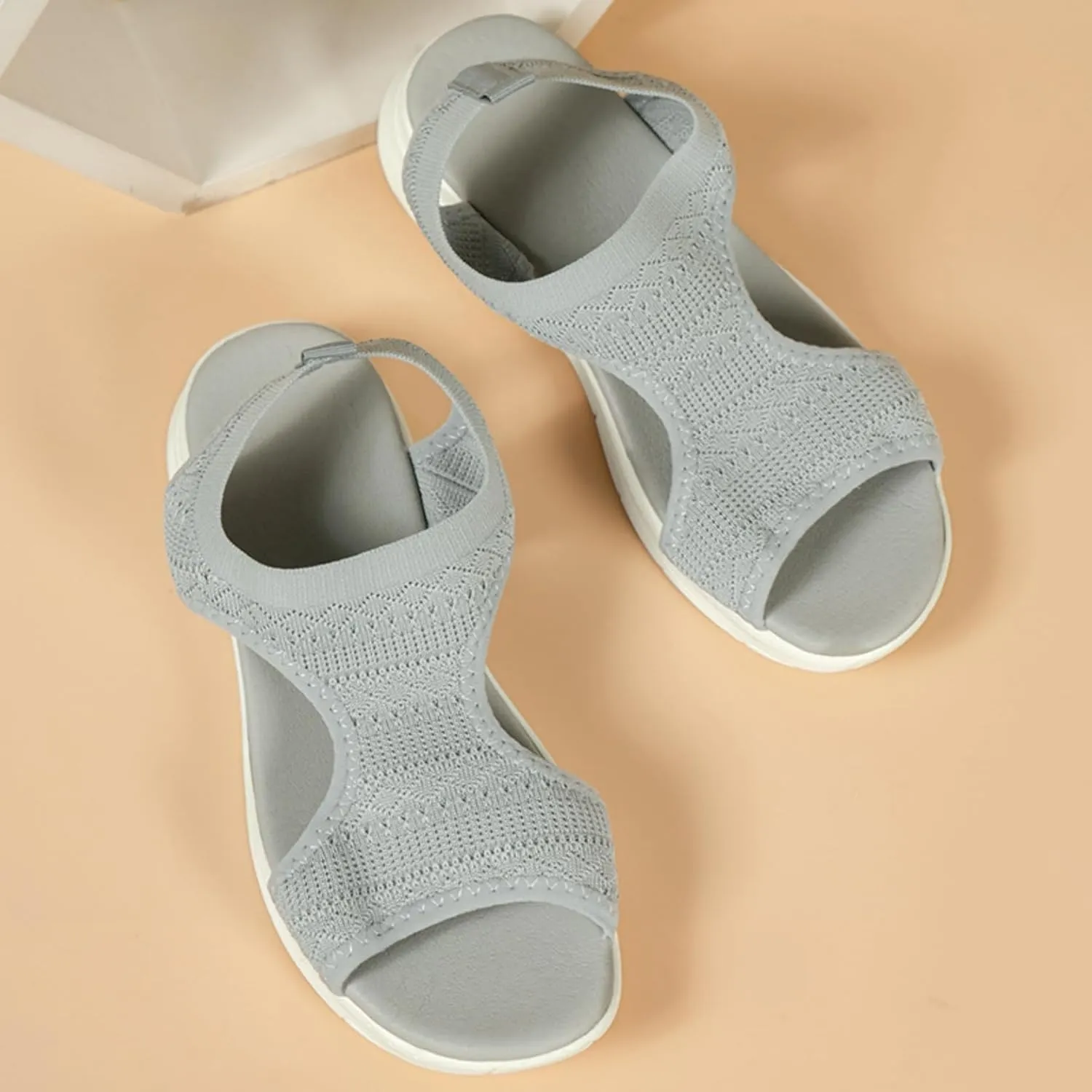Womens Orthopedic Mesh Slip-On Roman Sandals Casual Breathable Open Toe Fish Mouth Walking Sandal Flats Beach Vacation