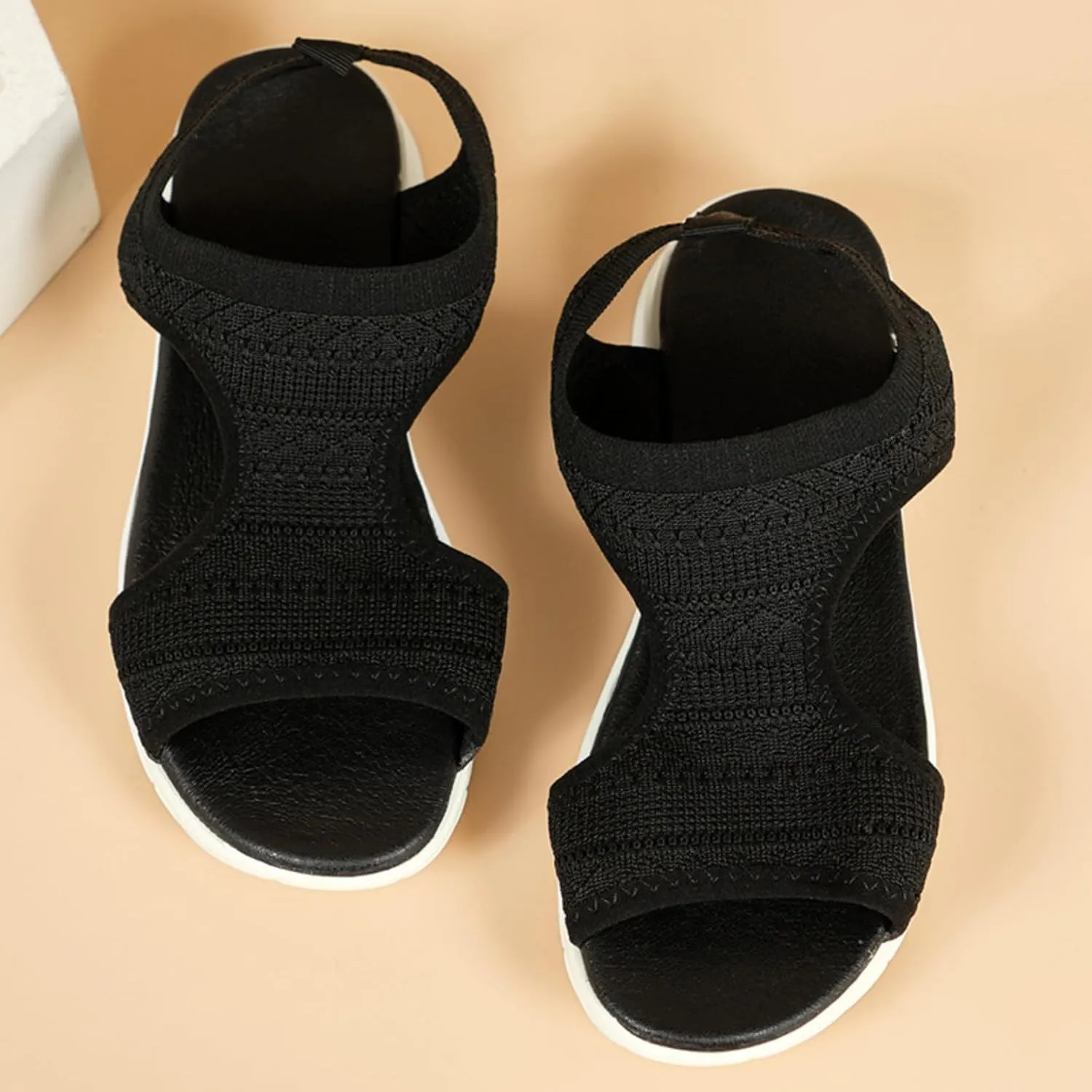 Womens Orthopedic Mesh Slip-On Roman Sandals Casual Breathable Open Toe Fish Mouth Walking Sandal Flats Beach Vacation