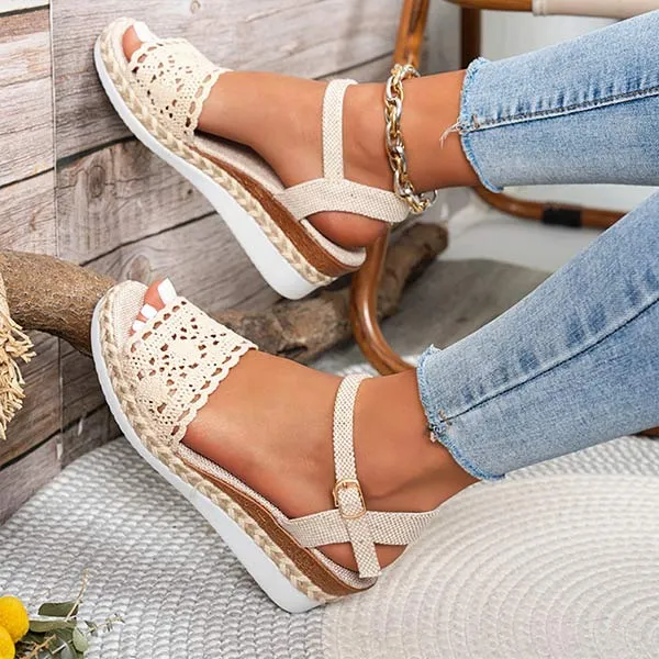 Women's Platform Wedge Peep-Toe Sandals 02086773C