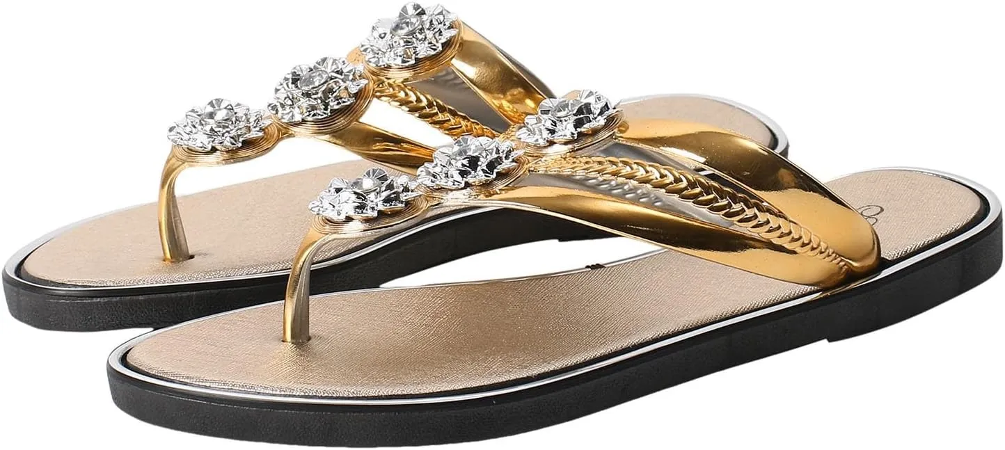 Women's Rhinestone Flat Sandals Casual Summer Open Toe Sandal Fashion Shoes Slipper Comfort Sandals for Women