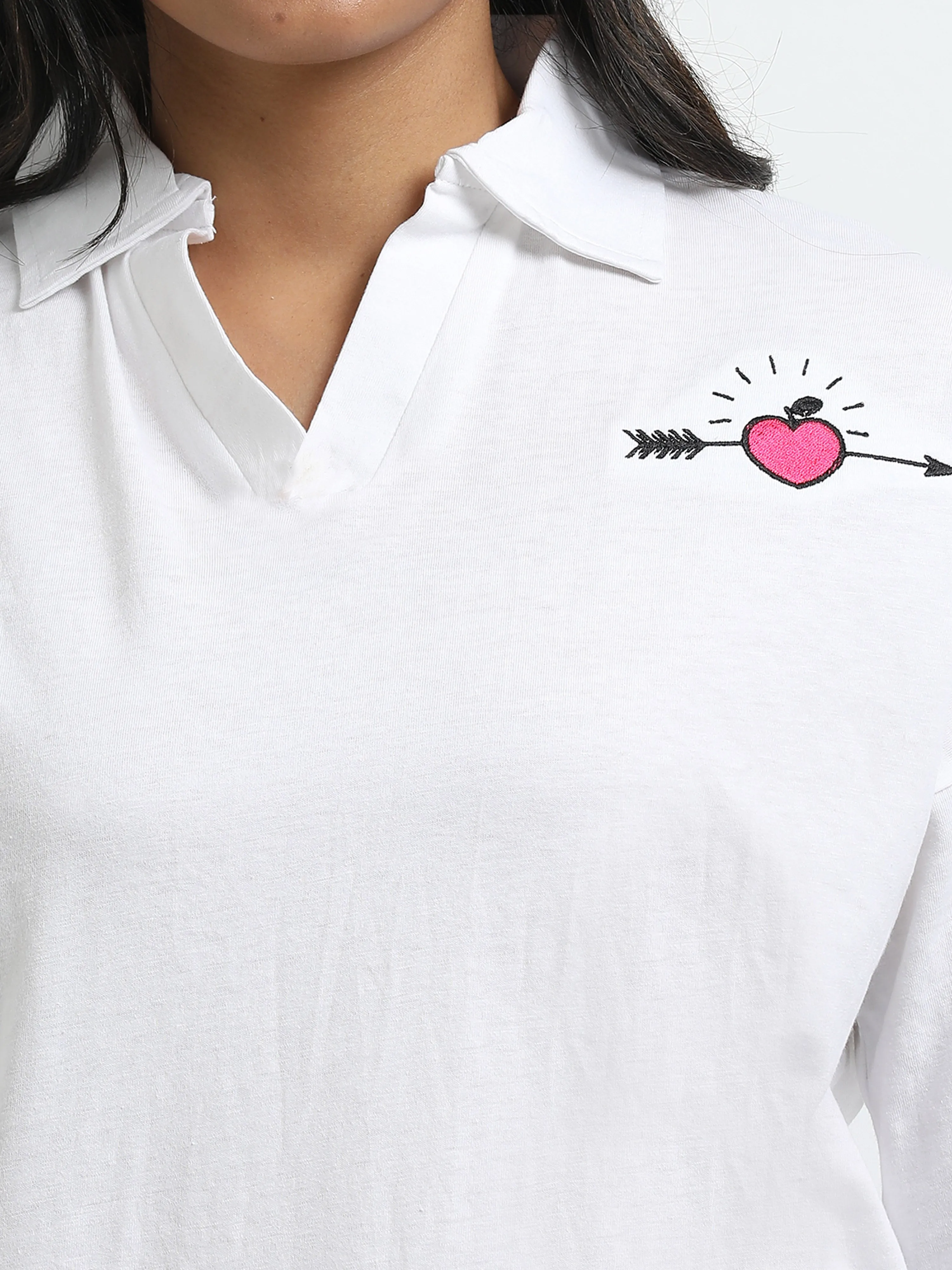 Women's rPET & Recycled Cotton Printed Collared T Shirt