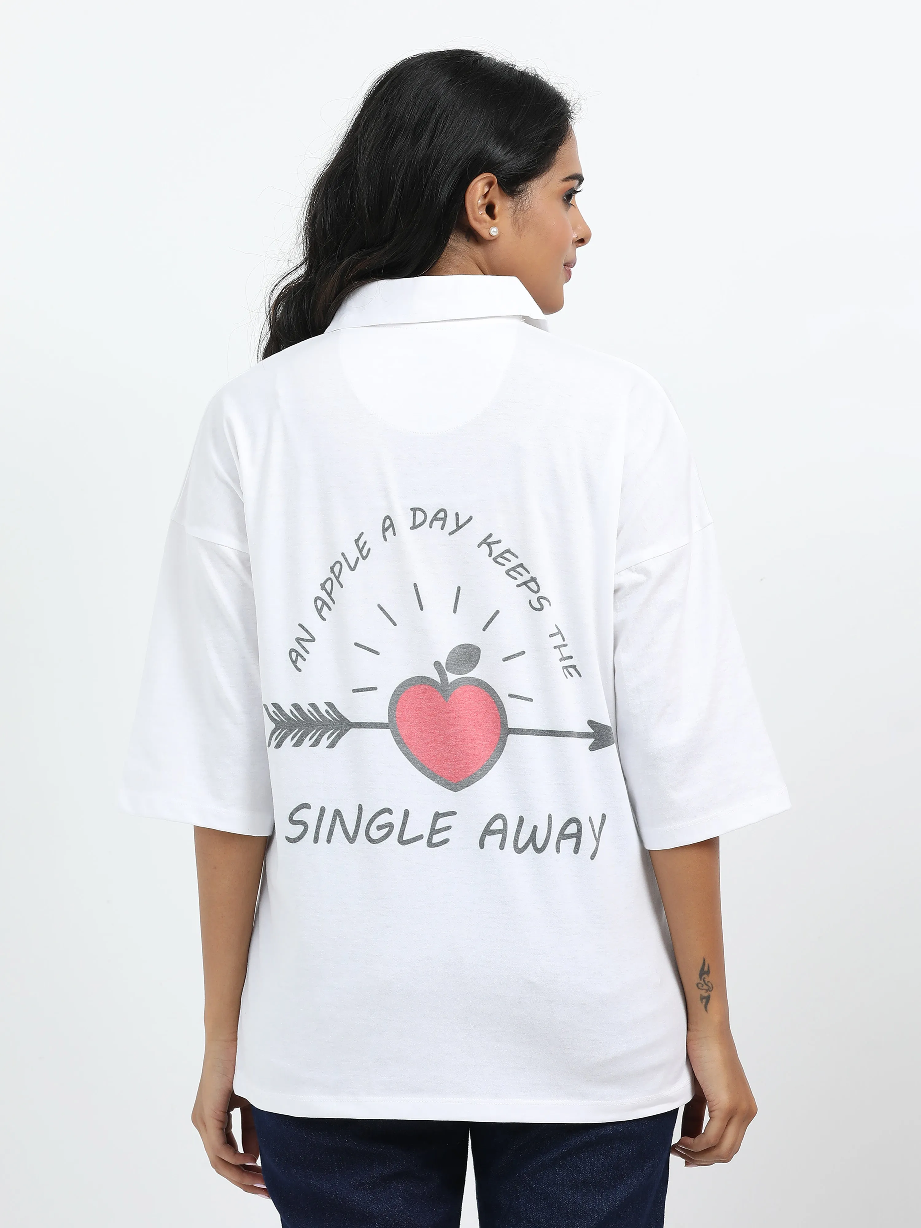 Women's rPET & Recycled Cotton Printed Collared T Shirt