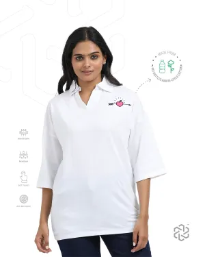 Women's rPET & Recycled Cotton Printed Collared T Shirt