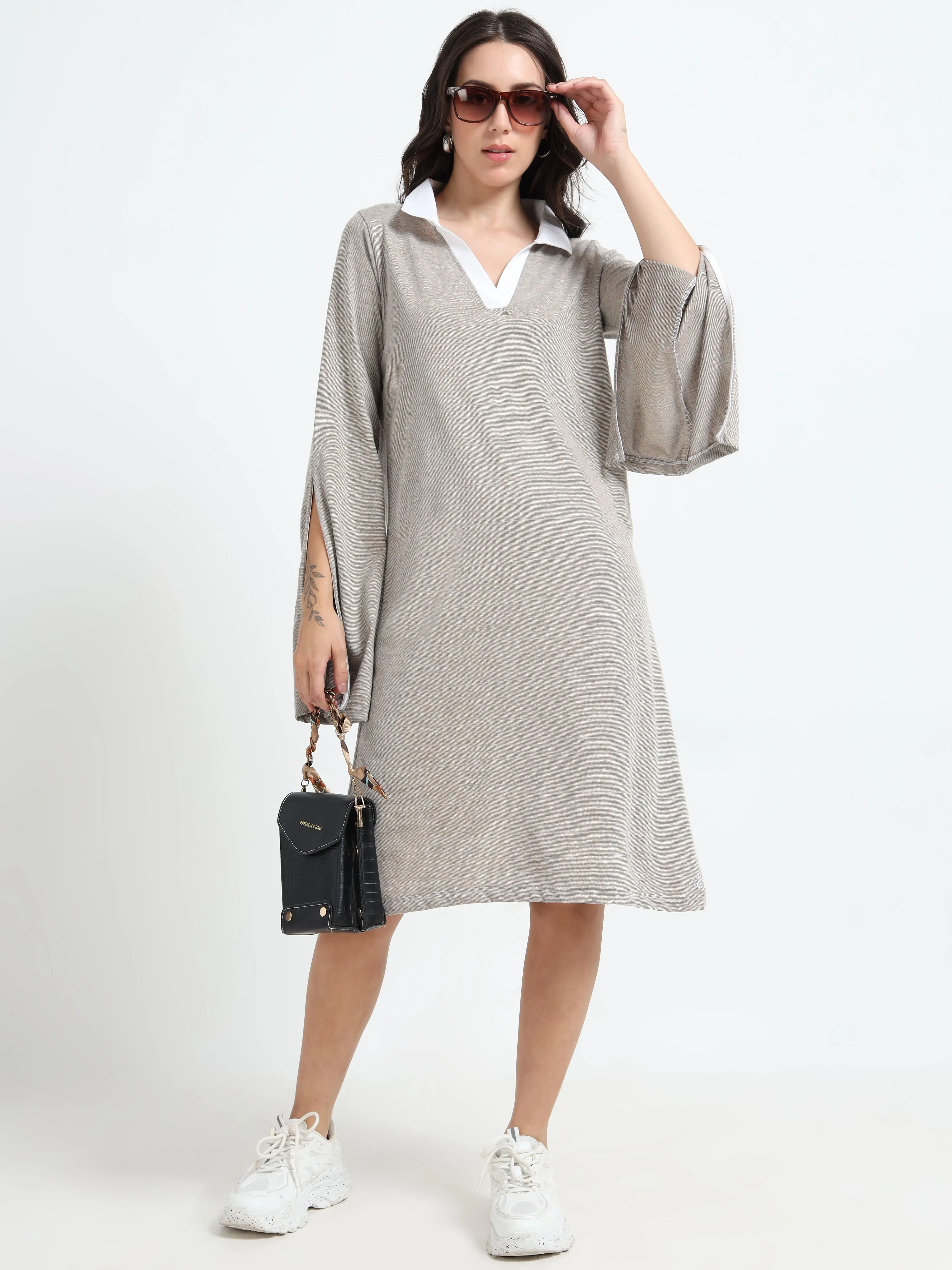 Women's rPET with Recycled Cotton Slit Dress