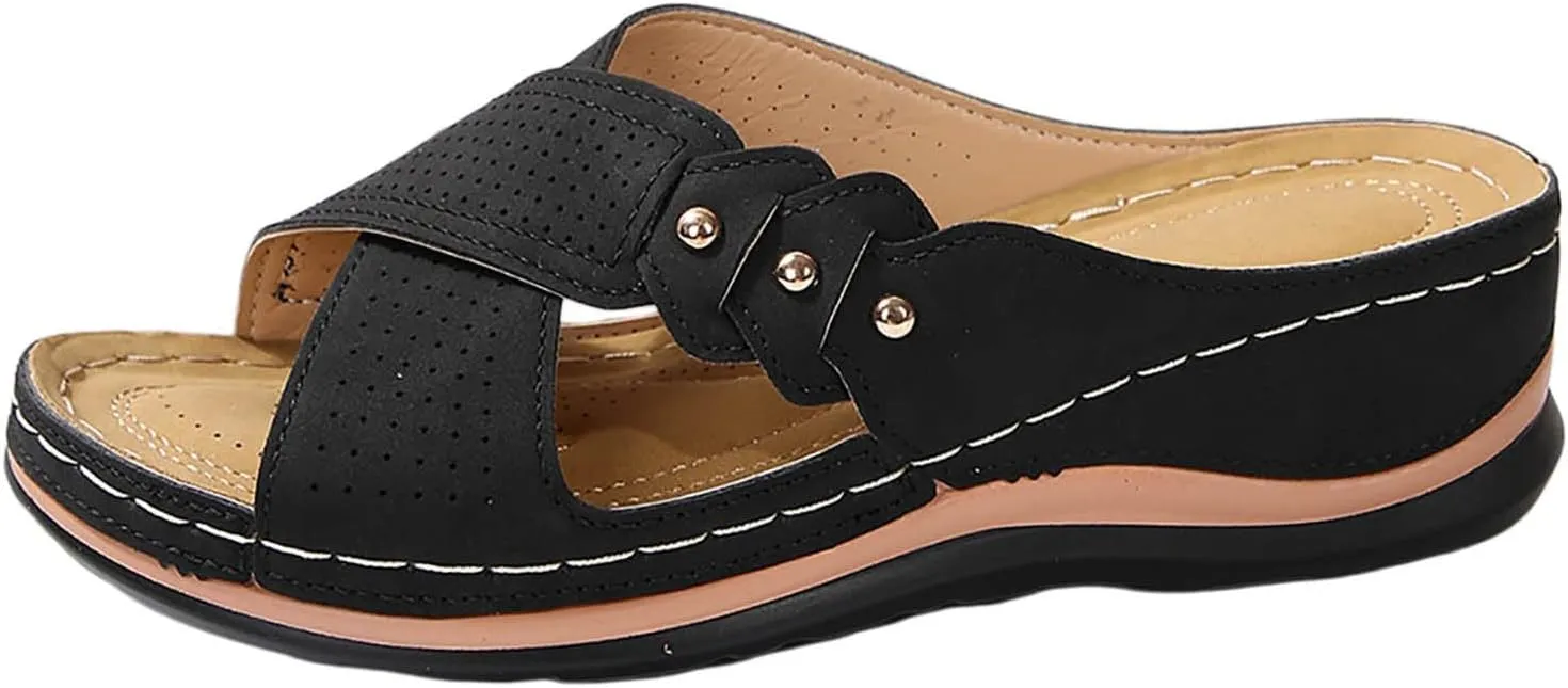 Womens Sandals Wedge Comfortable Slippers Orthopedic Wedge Sandalias Slip on Platform Sandals Beach Shoes2