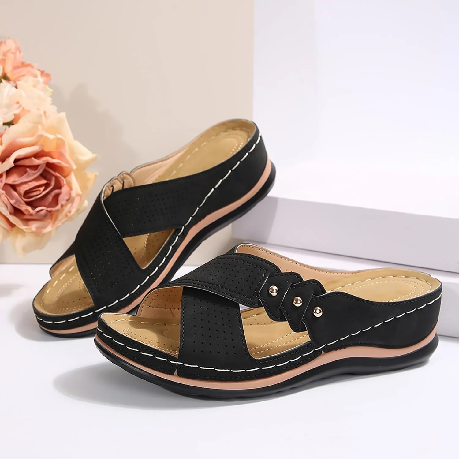 Womens Sandals Wedge Comfortable Slippers Orthopedic Wedge Sandalias Slip on Platform Sandals Beach Shoes2