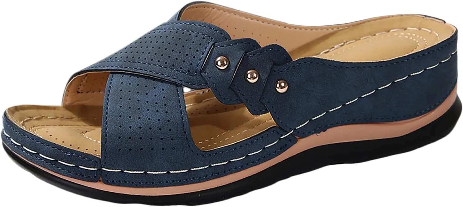 Womens Sandals Wedge Comfortable Slippers Orthopedic Wedge Sandalias Slip on Platform Sandals Beach Shoes2