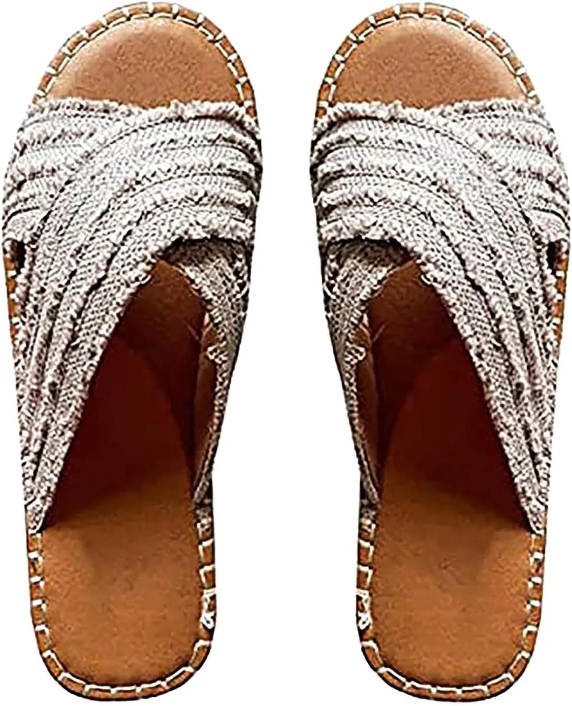 Womens Slides Flat Sandals Distressed Denim Open Toe Slippers 2025 Summer Breathable Comfortable Slipper Shoes