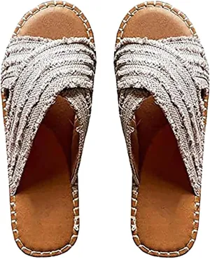 Womens Slides Flat Sandals Distressed Denim Open Toe Slippers 2025 Summer Breathable Comfortable Slipper Shoes