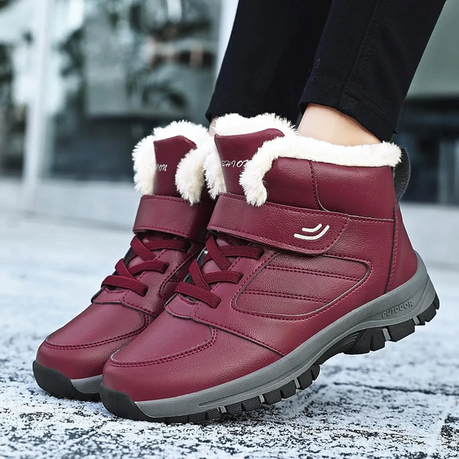 Womens Snow Boots Waterproof Insulated 10.5 Wide Womens Winter Snow Boots Slip on Womens Boots for Snow Winter Boots for Women High Heels Womens Socks Thermal Hiking Winter Boot Warm
