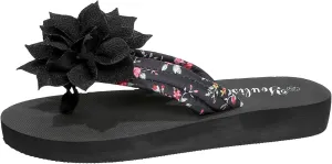 Women's Thick Soled Flip Flops Fashionable Flower Decorated Outer Wear Beach Casual Spring Pig Slippers for Women