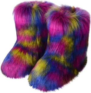 Womens Waterproof Winter Boots Slip on Womens Winter Snow Boots Warm Fur Lined Anti-Slip Ankle Womens Side Zipper Waterproof Winter Boots Outdoor Boots Women Botas De Mujer Para El Frio Con Tacon