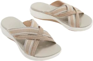 Womens Wedge Sandals 2025 with Arch Support Comfortable Rubber Sole Open Toe Platform Sandals Walking Hiking Slingback Slides for Plantar Fasciitis