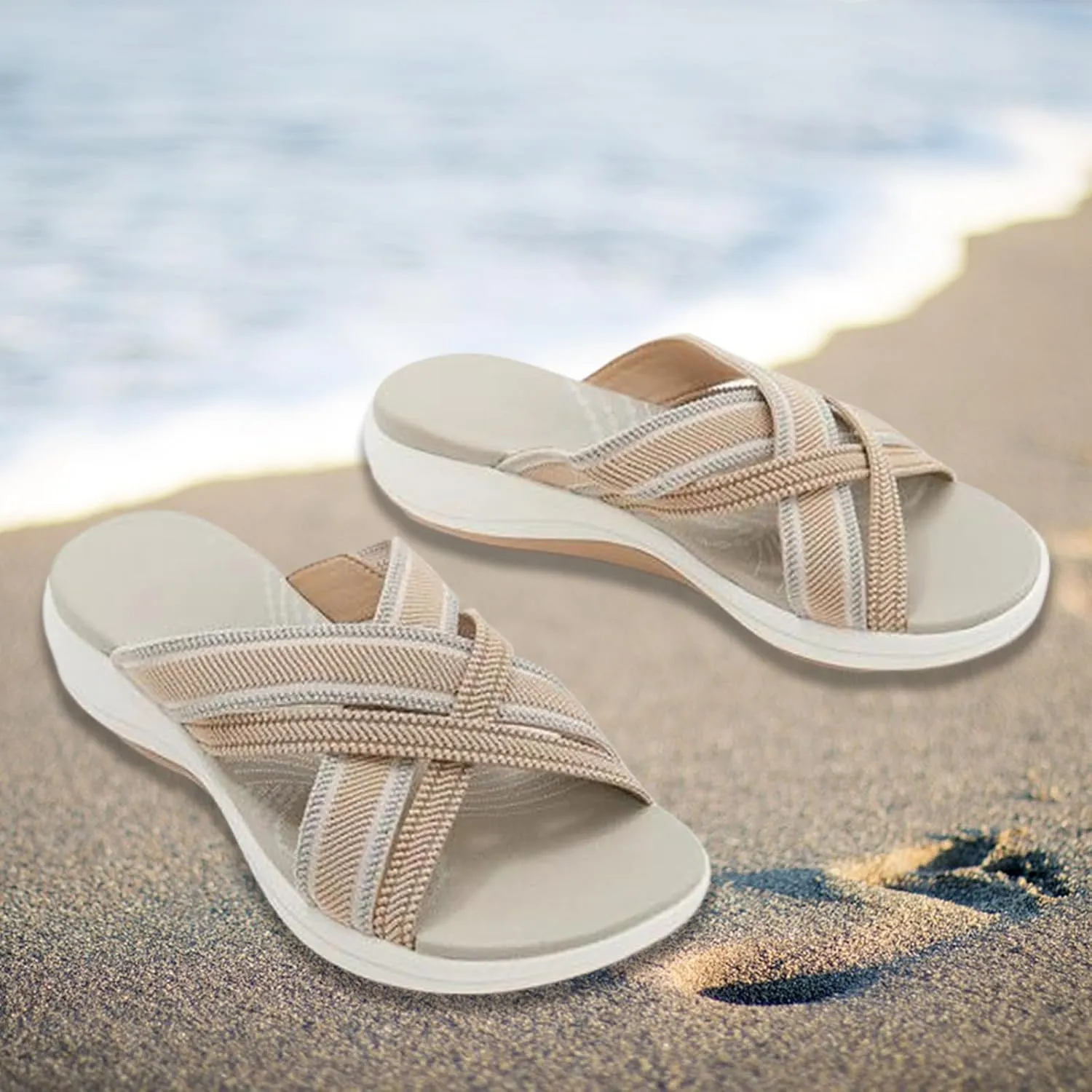 Womens Wedge Sandals 2025 with Arch Support Comfortable Rubber Sole Open Toe Platform Sandals Walking Hiking Slingback Slides for Plantar Fasciitis